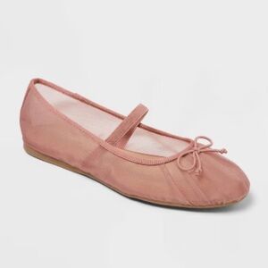 A New Day Pink Mesh Ballet Flats with Bow NWT